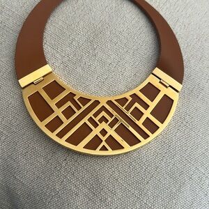 Tory Burch Gold Brown Statement Necklace